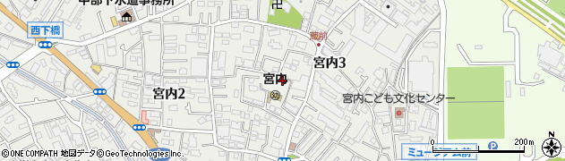 神奈川県川崎市中原区宮内周辺の地図
