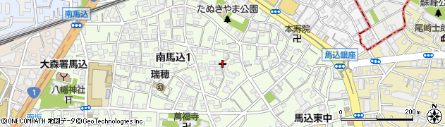 東京都大田区南馬込1丁目周辺の地図
