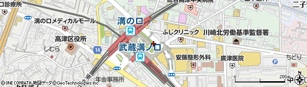 高津警察署溝口駅前交番周辺の地図