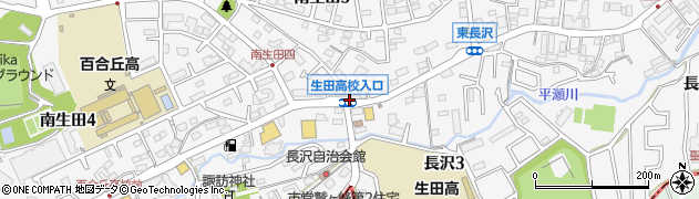 生田高校入口周辺の地図