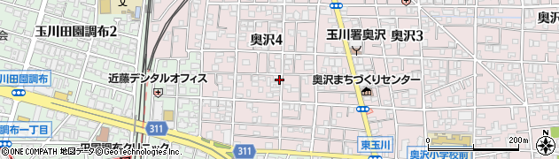 東京都世田谷区奥沢4丁目周辺の地図