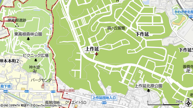 〒213-0034 神奈川県川崎市高津区上作延の地図