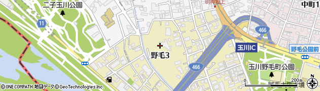 東京都世田谷区野毛3丁目周辺の地図