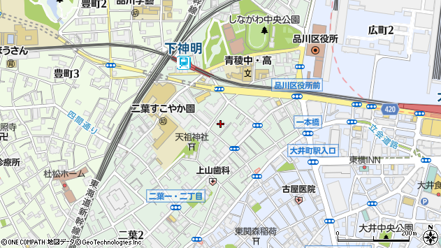 〒142-0043 東京都品川区二葉の地図