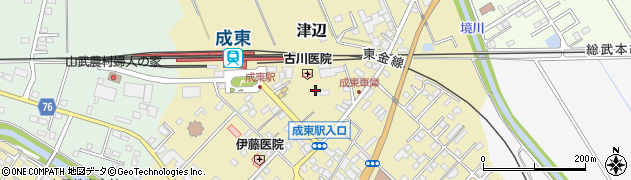 千葉県山武市津辺周辺の地図