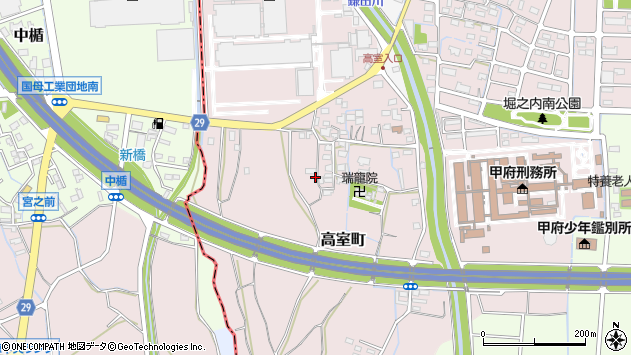 〒400-0057 山梨県甲府市高室町の地図