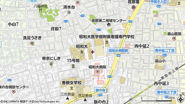 〒142-0064 東京都品川区旗の台の地図