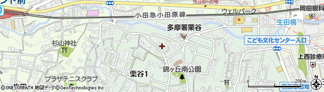 生田栗谷公園周辺の地図