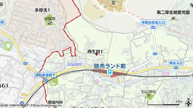 〒214-0037 神奈川県川崎市多摩区西生田の地図