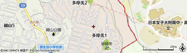 神奈川県川崎市麻生区多摩美周辺の地図