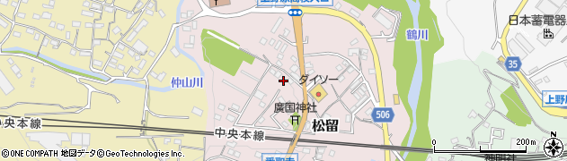 山梨県上野原市松留488周辺の地図