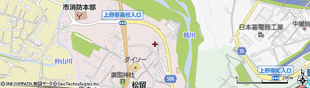 山梨県上野原市松留442周辺の地図