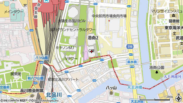 〒108-6208 東京都港区港南 品川インターシティＣ棟（８階）の地図