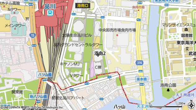 〒108-6190 東京都港区港南 品川インターシティＢ棟（地階・階層不明）の地図