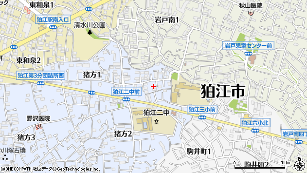〒201-0015 東京都狛江市猪方の地図