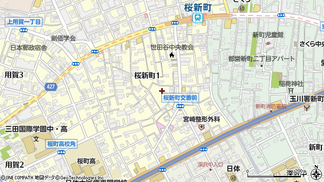 〒154-0015 東京都世田谷区桜新町の地図