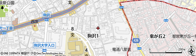 東京都世田谷区駒沢1丁目周辺の地図