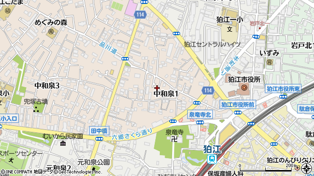 〒201-0012 東京都狛江市中和泉の地図