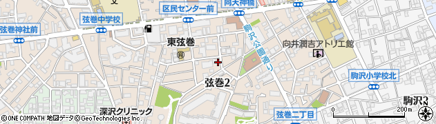 東京都世田谷区弦巻2丁目周辺の地図