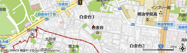 東京都港区白金台3丁目周辺の地図