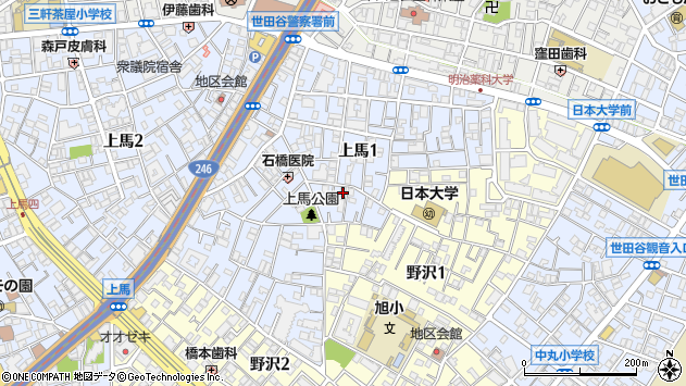 〒154-0011 東京都世田谷区上馬の地図