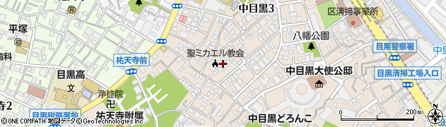 東京都目黒区中目黒3丁目18周辺の地図