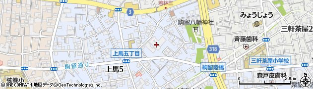 東京都世田谷区上馬5丁目周辺の地図