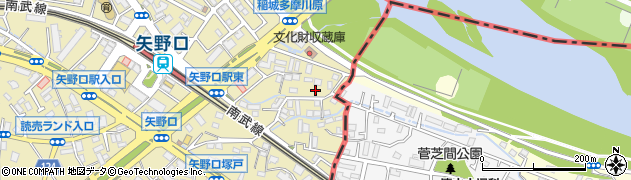 東京都稲城市矢野口399周辺の地図