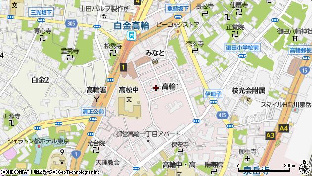 〒108-0074 東京都港区高輪の地図