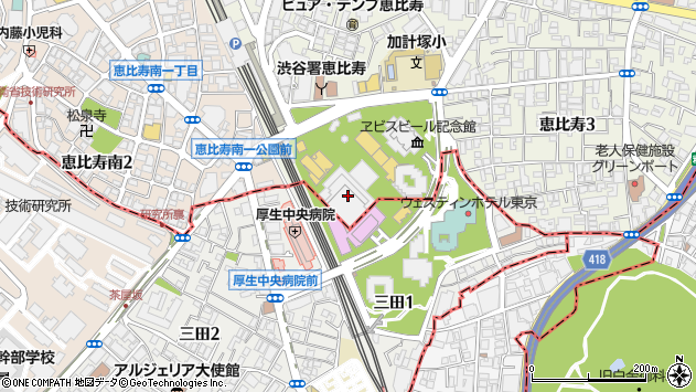 〒150-6034 東京都渋谷区恵比寿 恵比寿ガーデンプレイス（３４階）の地図