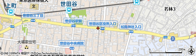 世田谷区役所入口周辺の地図