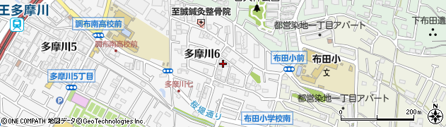 東京都調布市多摩川6丁目周辺の地図