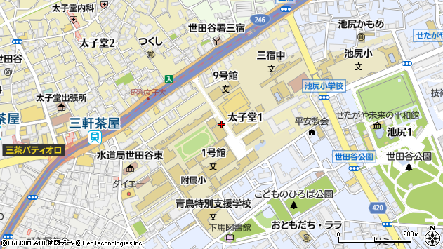 〒154-0004 東京都世田谷区太子堂の地図