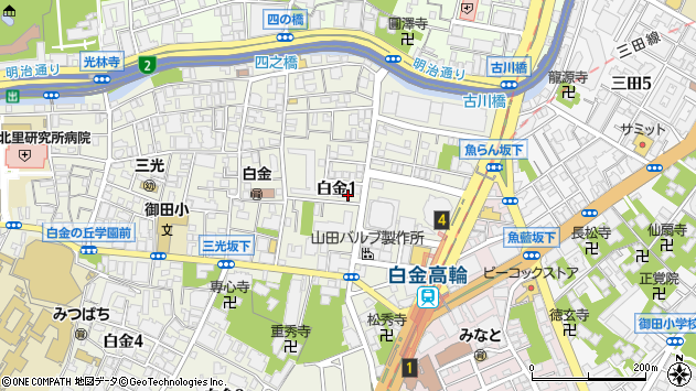 〒108-0072 東京都港区白金の地図