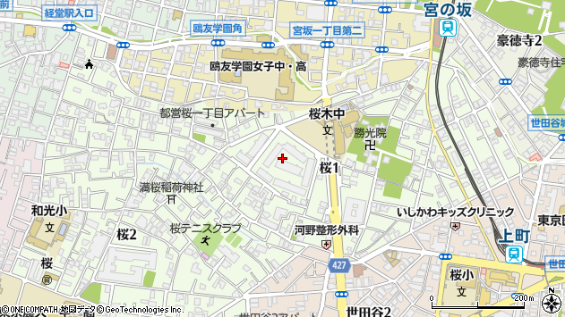 〒156-0053 東京都世田谷区桜の地図