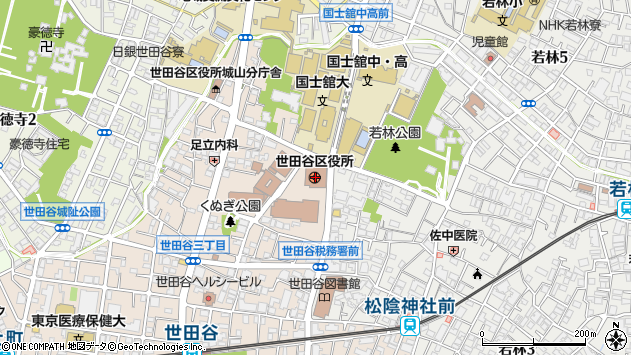〒154-0000 東京都世田谷区（以下に掲載がない場合）の地図