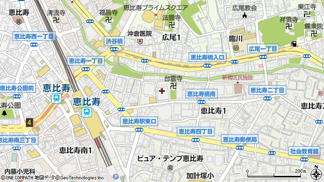 〒150-0013 東京都渋谷区恵比寿（次のビルを除く）の地図