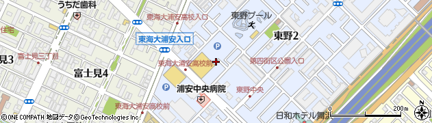 ポニークリーニングヤオコー浦安東野店周辺の地図