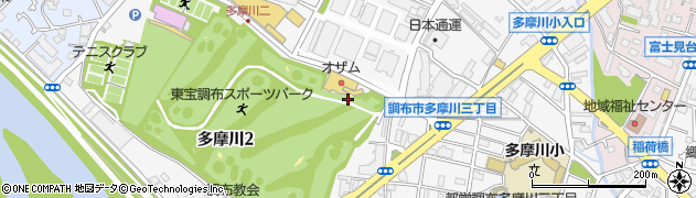 東京都調布市多摩川周辺の地図