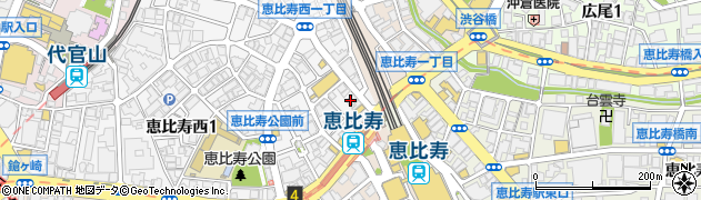 くつろぎの和食個室居酒屋 響き HIBIKI 恵比寿本店周辺の地図