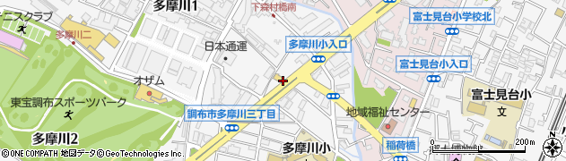 東京都調布市多摩川1丁目52周辺の地図