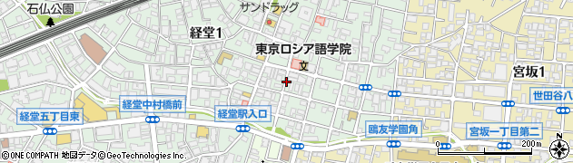 東京都世田谷区経堂1丁目6周辺の地図