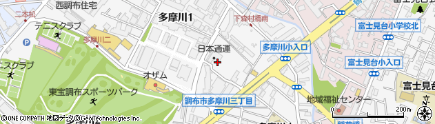 東京都調布市多摩川1丁目40周辺の地図