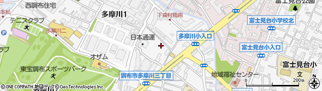 東京都調布市多摩川1丁目42周辺の地図