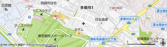 東京都調布市多摩川1丁目36周辺の地図