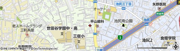 東京都世田谷区三宿1丁目3周辺の地図