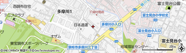 東京都調布市多摩川1丁目43周辺の地図