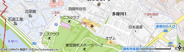 東京都調布市多摩川1丁目9周辺の地図