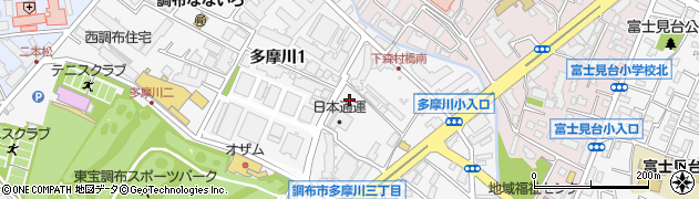 東京都調布市多摩川1丁目41周辺の地図