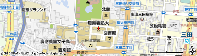 慶應義塾大学三田キャンパス　学生部‐国際センター，宿舎担当周辺の地図